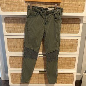 Olive Green Stretch Moto Pants